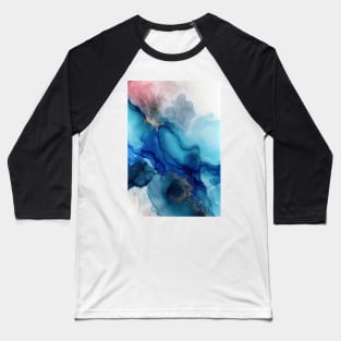 Blue and Blush Beauty - Abstract Alcohol Ink Art Baseball T-Shirt